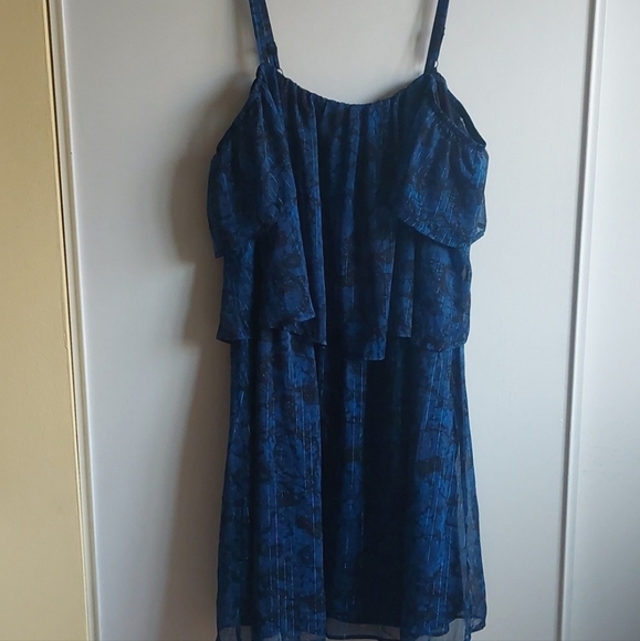 Blue Cold Shoulder Dress - Picture 1 of 10